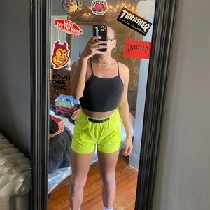 Neon yellow seatbelt clip shorts